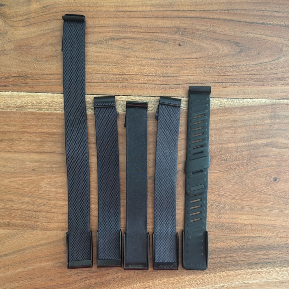 Whoop 4.0 superknit wrist bands (3), sport flex wrist band, and arm band